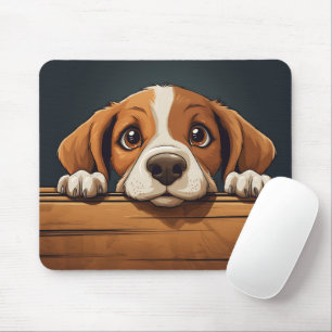 Cute Peeking Beagle Dog Mouse Pad
