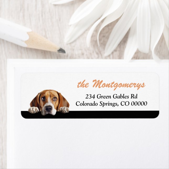 Cute Peeking Beagle Dog Return Address (Insitu)
