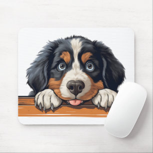 Cute Peeking Bernese Mountain Dog Mouse Pad