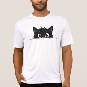 Cute Peeking Black Cat T-Shirt