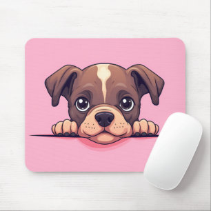 Cute Peeking Bull Terrier Dog Mouse Pad