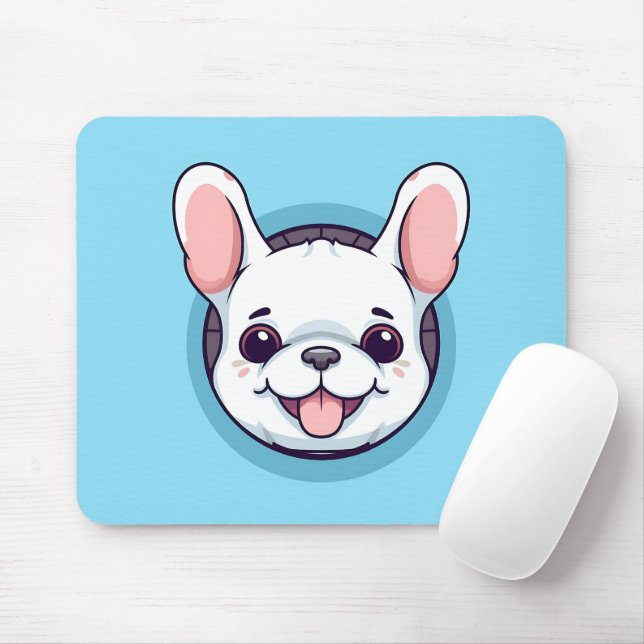 Cute Peeking Bulldog Mouse Pad (With Mouse)