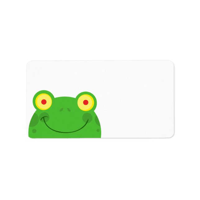 cute peeking cartoon frog froggy face label (Front)