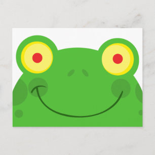 cute peeking cartoon frog froggy face postcard