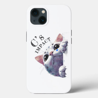 Cute Peeking Cat Acrylic Style - C’s IMPACT Black2 iPhone 13 Case
