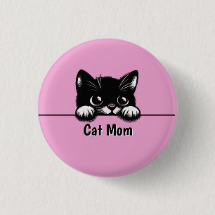 Cute Peeking Cat Design 3 Cm Round Badge