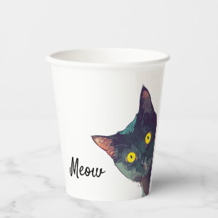 Cute Peeking Cat Design Paper Cups