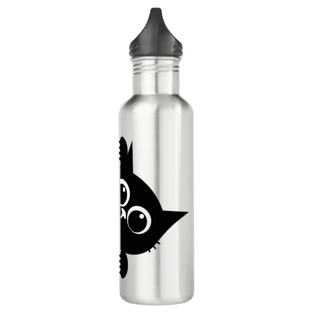 Cute Peeking Cat Design Water Bottle (Left)