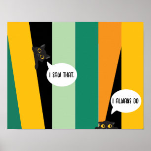 Cute Peeking Cat Funny Cat Lover Gift Poster