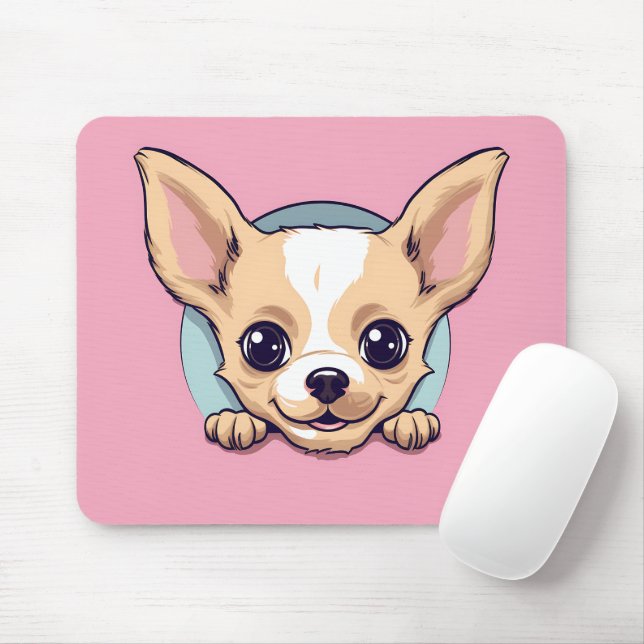Cute Peeking Chihuahua Dog Mouse Pad (With Mouse)