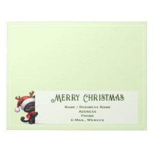 Cute Peeking Christmas Cat Customisable Notepad