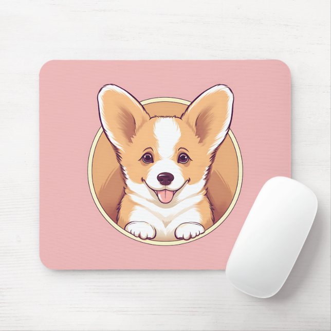 Cute Peeking Corgi Dog Mouse Pad (With Mouse)