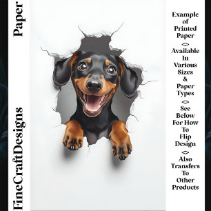 Cute Peeking Dachshund Dog Puppy CN8 Craft Paper