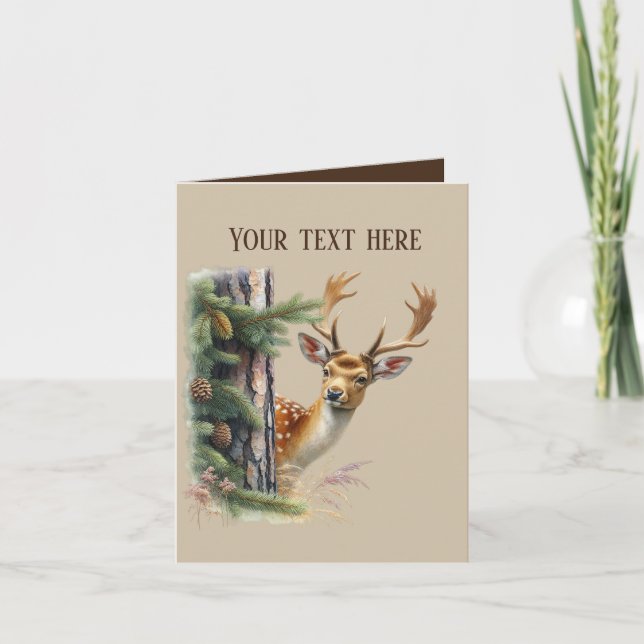 Cute peeking deer add text card (Front)