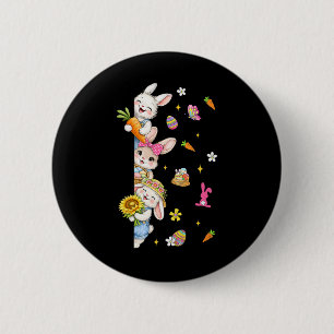 Cute Peeking Easter Bunnies Flowers Spring Eggs Ki 6 Cm Round Badge