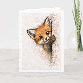 Cute Peeking Fox Blank Woodland Animal Card