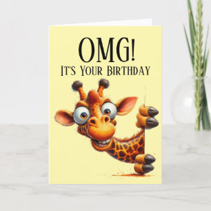 Cute Peeking Giraffe Birthday Card