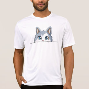 Cute Peeking Grey Cat T-Shirt