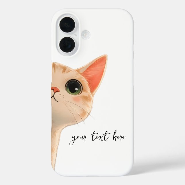 Cute Peeking Orange Tabby Cat Custom Text    Case-Mate iPhone Case (Back)