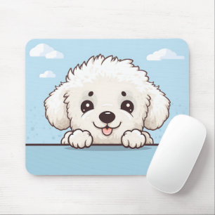 Cute Peeking Poodle Mouse Pad