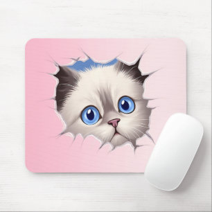 Cute Peeking Ragdoll Cat Mouse Pad