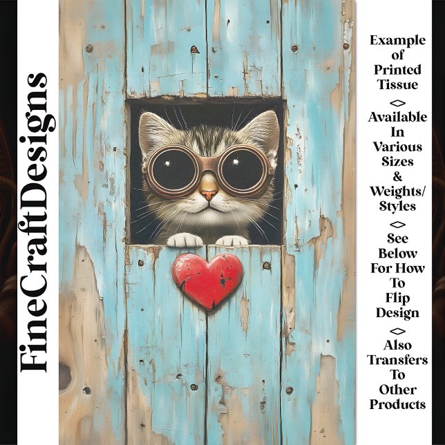 Cute Peeking Steampunk Tabby Kitten AP5 Decoupage Tissue Paper (Creator Uploaded)