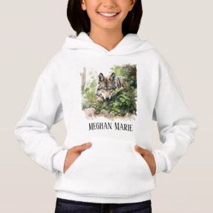 Cute peeking wolf add name