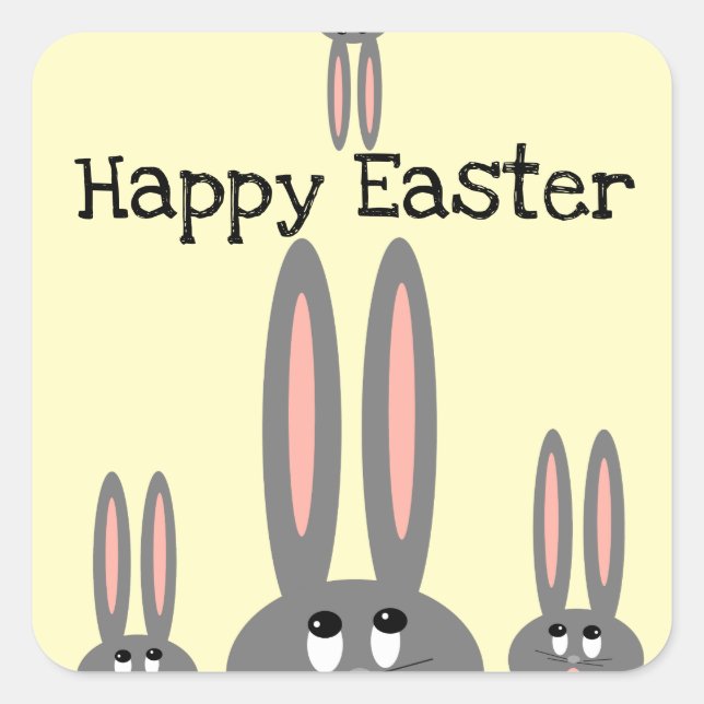 Cute Peeping Bunnies Happy Easter Stickers (Front)