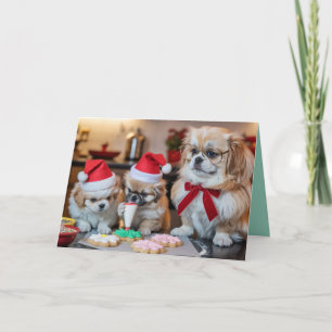 Cute Pekingese Christmas Cookie Card