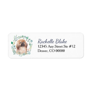 Cute Pekingese Dog Wreath Return Address Label