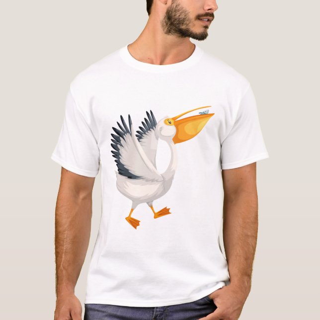 Cute pelican cartoon T-Shirt (Front)