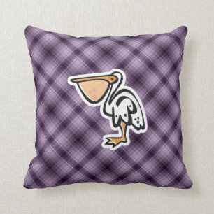 Cute Pelican; Purple Cushion