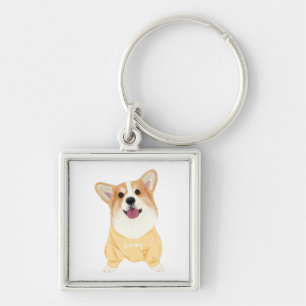 Cute Pembroke Corgi Cartoon Puppy Dog Lover Key Ring