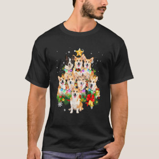 Cute Pembroke Welsh Corgi Christmas Dog Tree Light T-Shirt