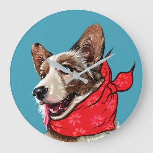 Cute Pembroke Welsh Corgi Large Clock
