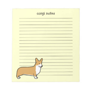 Cute Pembroke Welsh Corgi Lined Notepad