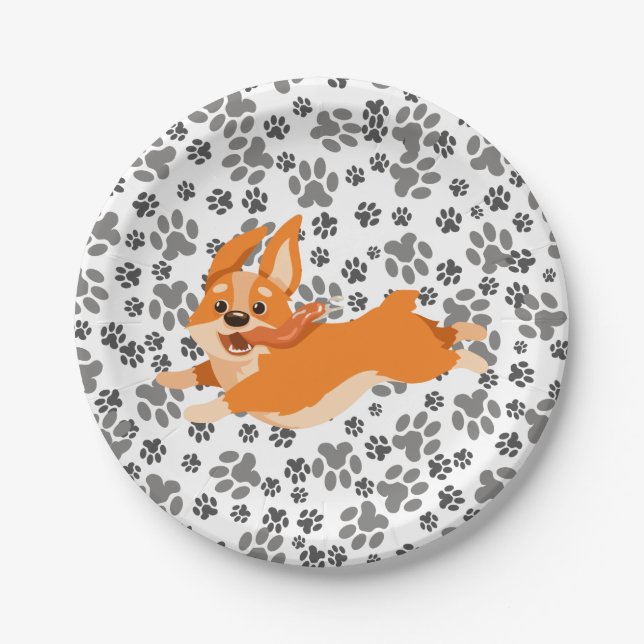 Cute Pembroke Welsh Corgi  Paper Plate (Front)