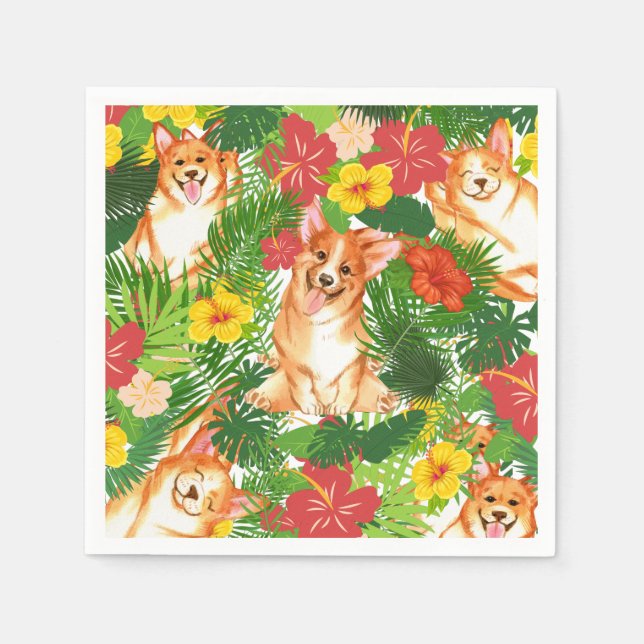 Cute Pembroke Welsh Corgi Pattern  Napkin (Front)