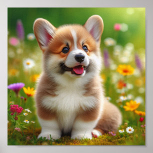cute Pembroke Welsh Corgi puppy Poster