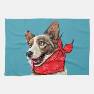 Cute Pembroke Welsh Corgi Tea Towel