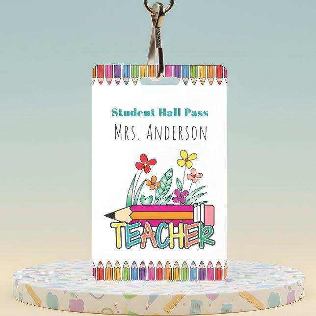 Cute Pencils Student Hall Pass ID Badge (Creator Uploaded)