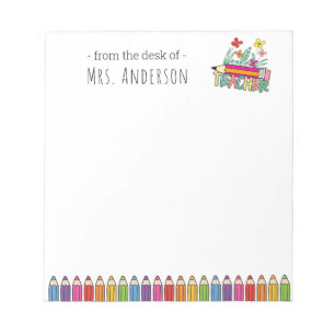 Cute Pencils Teacher Name Notepad