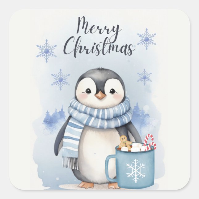 "Cute Penguin 3" Square Sticker (Front)