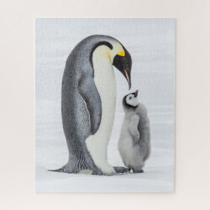Cute Penguin and Chick On Ice Jigsaw Puzzle