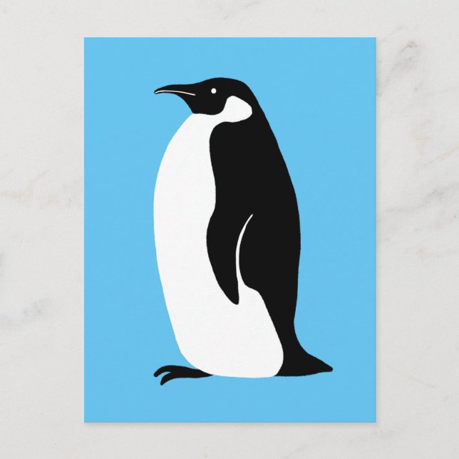 Cute Penguin Aqua Black White Postcard (Front)