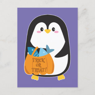Cute penguin at Halloween -  Postcard