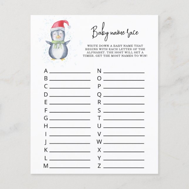 Cute Penguin - Baby name race game (Front)