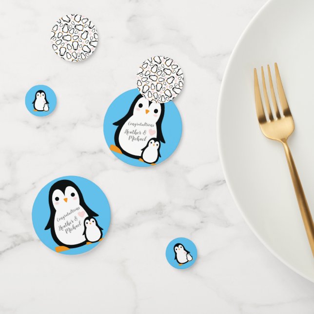 Cute Penguin Baby Shower Blue Boy Confetti (Group)