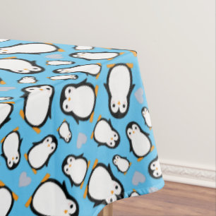 Cute Penguin Baby Shower Blue Boy Tablecloth