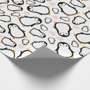 Cute Penguin Baby Shower Blue Boy Wrapping Paper